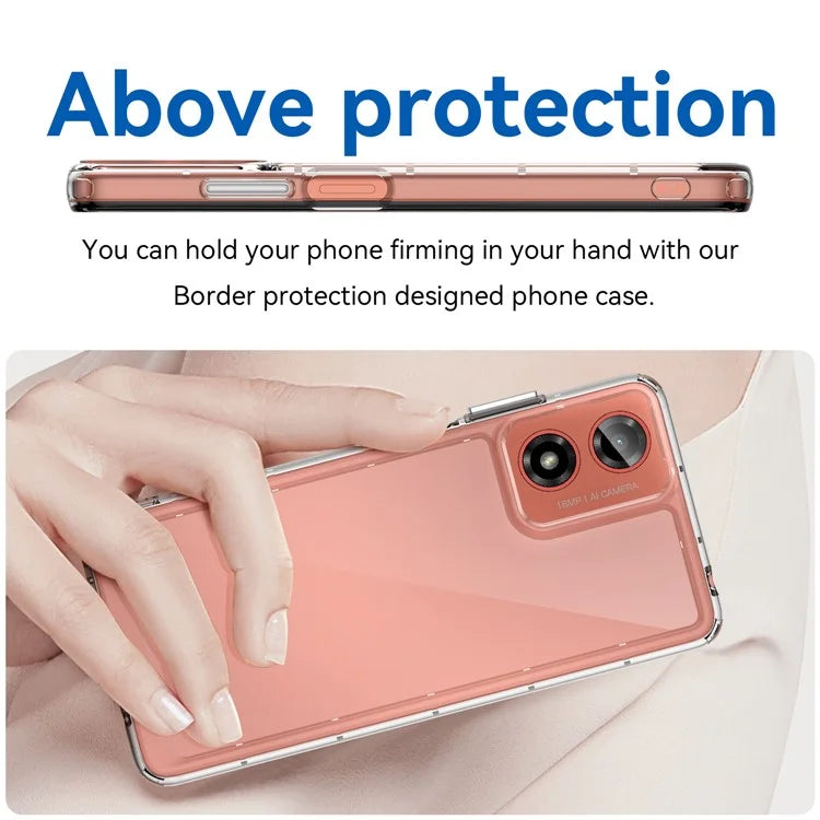 For Motorola Moto G24 4G Case Crystal Clear Phone Cover with Electroplated Buttons (Big Rear Lens Hole)