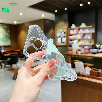 For iPhone 15 Pro Max Case Clear TPU Phone Cover I-Shape Wristband Finger Holder