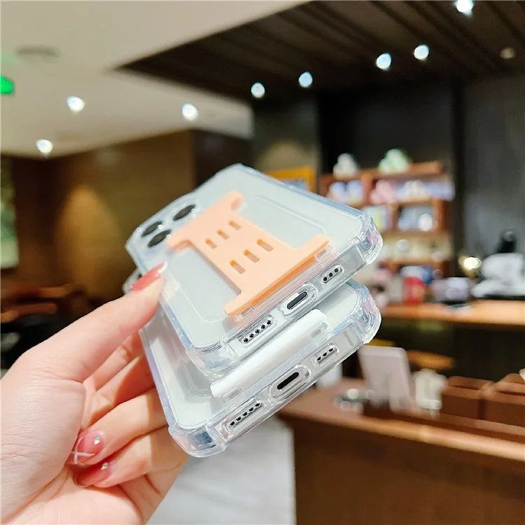 For iPhone 15 Pro Max Case Clear TPU Phone Cover I-Shape Wristband Finger Holder