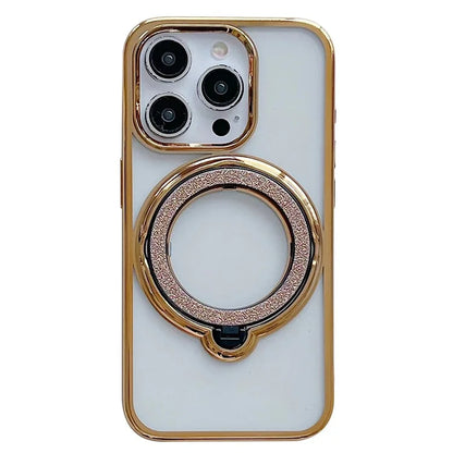 For iPhone 14 Pro Magnetic Case Kickstand TPU + PC Electroplating Phone Cover