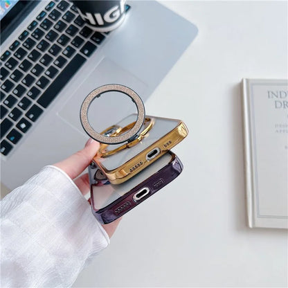 For iPhone 14 Pro Magnetic Case Kickstand TPU + PC Electroplating Phone Cover