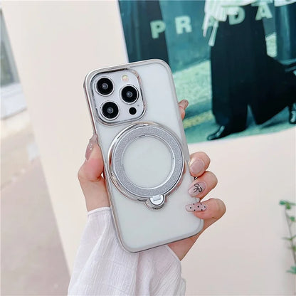 For iPhone 14 Pro Magnetic Case Kickstand TPU + PC Electroplating Phone Cover