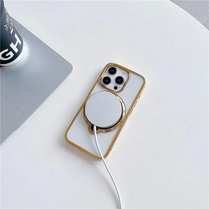 For iPhone 14 Pro Magnetic Case Kickstand TPU + PC Electroplating Phone Cover