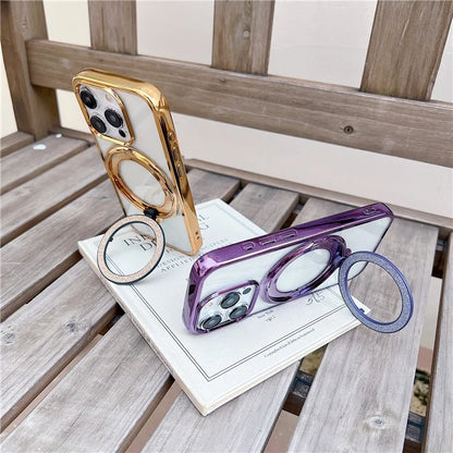 For iPhone 14 Pro Magnetic Case Kickstand TPU + PC Electroplating Phone Cover