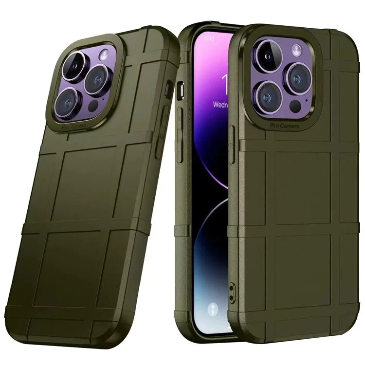 For iPhone 15 Pro Max Case TPU Phone Cover Square Grid Leather Texture Phone Shell