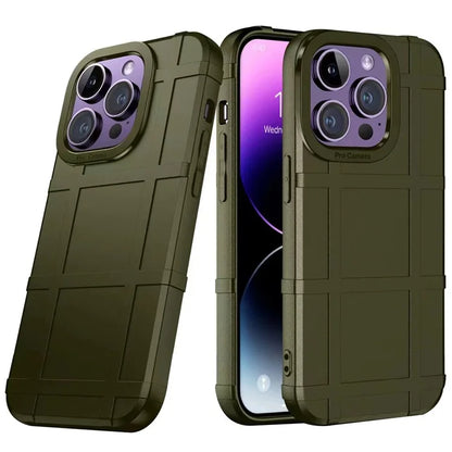 For iPhone 15 Pro Max Case TPU Phone Cover Square Grid Leather Texture Phone Shell