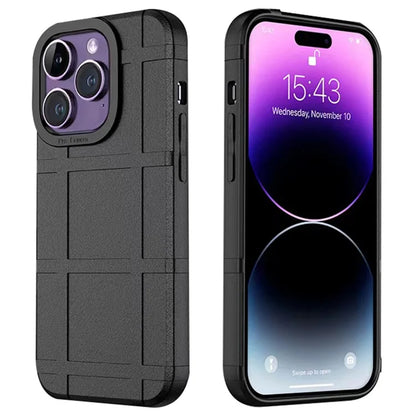 For iPhone 14 Pro Max Drop Protection TPU Phone Cover Square Grid Leather Texture Phone Case