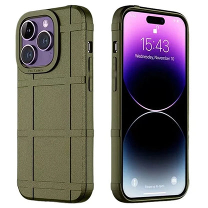 For iPhone 15 Pro Shockproof TPU Phone Cover Square Grid Leather Texture Phone Case