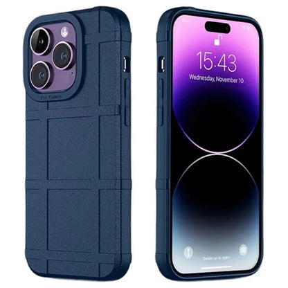 For iPhone 15 Pro Shockproof TPU Phone Cover Square Grid Leather Texture Phone Case