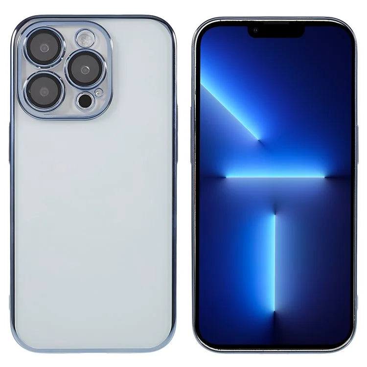X-LEVEL TPU+PC Case for iPhone 13 Pro Max Electroplating Cover Camera Lens Film Integrated Phone Case - Blue