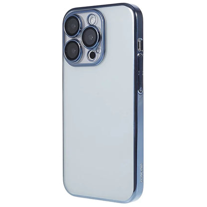 X-LEVEL TPU+PC Case for iPhone 13 Pro Max Electroplating Cover Camera Lens Film Integrated Phone Case - Blue