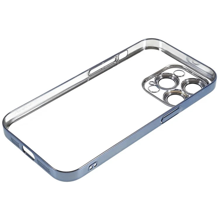 X-LEVEL TPU+PC Case for iPhone 13 Pro Max Electroplating Cover Camera Lens Film Integrated Phone Case - Blue