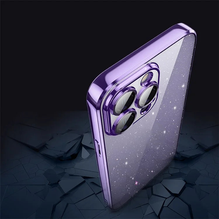 X-LEVEL For iPhone 12 Pro Max Back Case Glitter Powder Transparent TPU Phone Cover
