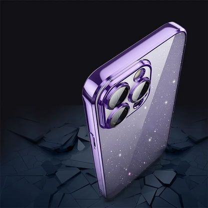 X-LEVEL For iPhone 14 Pro Max Back Case Glitter Powder Transparent TPU Phone Cover