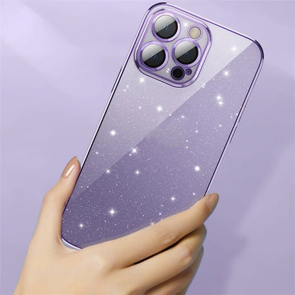 X-LEVEL For iPhone 14 Pro Max Back Case Glitter Powder Transparent TPU Phone Cover