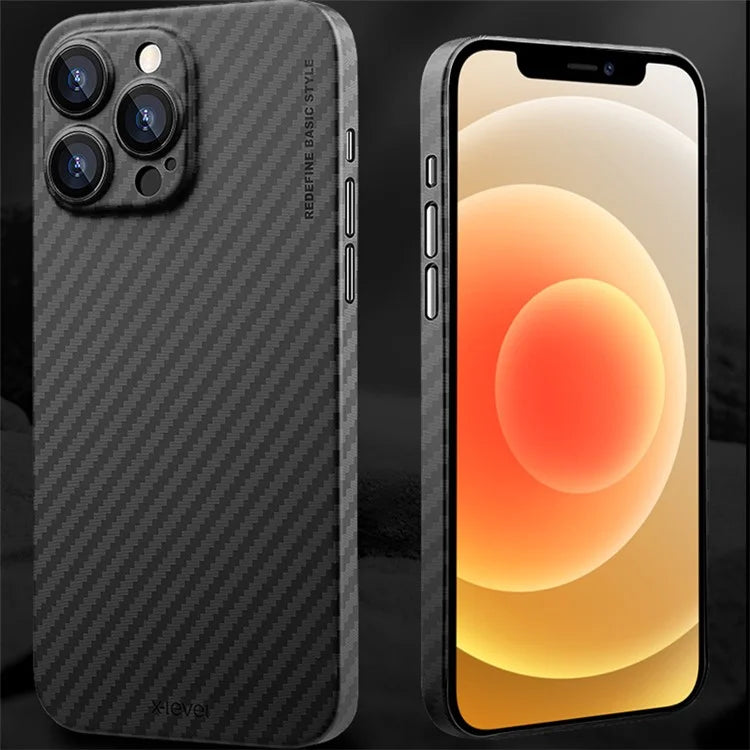 X-LEVEL For iPhone 12 Pro Case Hard PC Slim Thin Phone Cover Carbon Fiber Texture