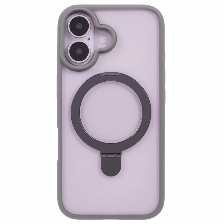For iPhone 16 Case PC+TPU Ring Kickstand Drop-Proof Phone Back Cover