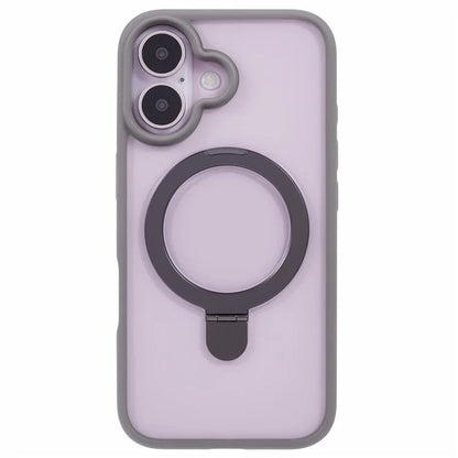For iPhone 16 Case PC+TPU Ring Kickstand Drop-Proof Phone Back Cover