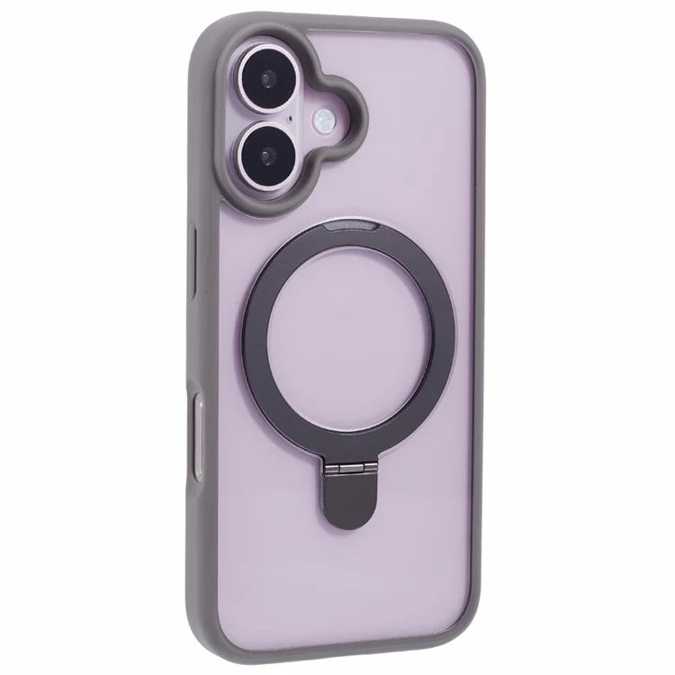 For iPhone 16 Case PC+TPU Ring Kickstand Drop-Proof Phone Back Cover