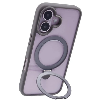For iPhone 16 Case PC+TPU Ring Kickstand Drop-Proof Phone Back Cover