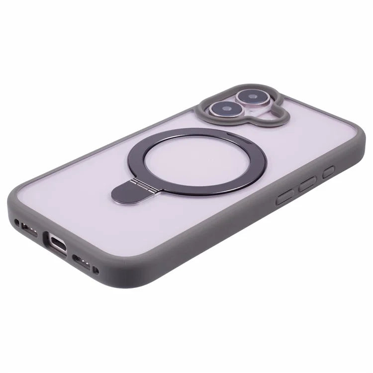 For iPhone 16 Case PC+TPU Ring Kickstand Drop-Proof Phone Back Cover