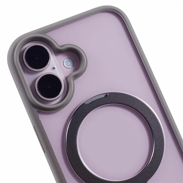 For iPhone 16 Case PC+TPU Ring Kickstand Drop-Proof Phone Back Cover