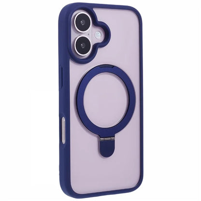 For iPhone 16 Case PC+TPU Ring Kickstand Drop-Proof Phone Back Cover