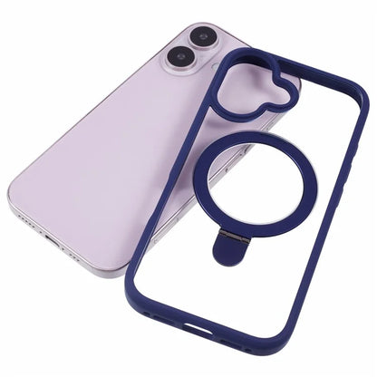 For iPhone 16 Case PC+TPU Ring Kickstand Drop-Proof Phone Back Cover