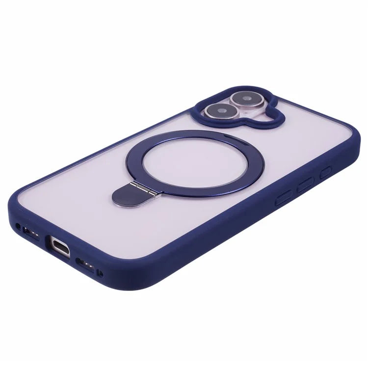 For iPhone 16 Case PC+TPU Ring Kickstand Drop-Proof Phone Back Cover