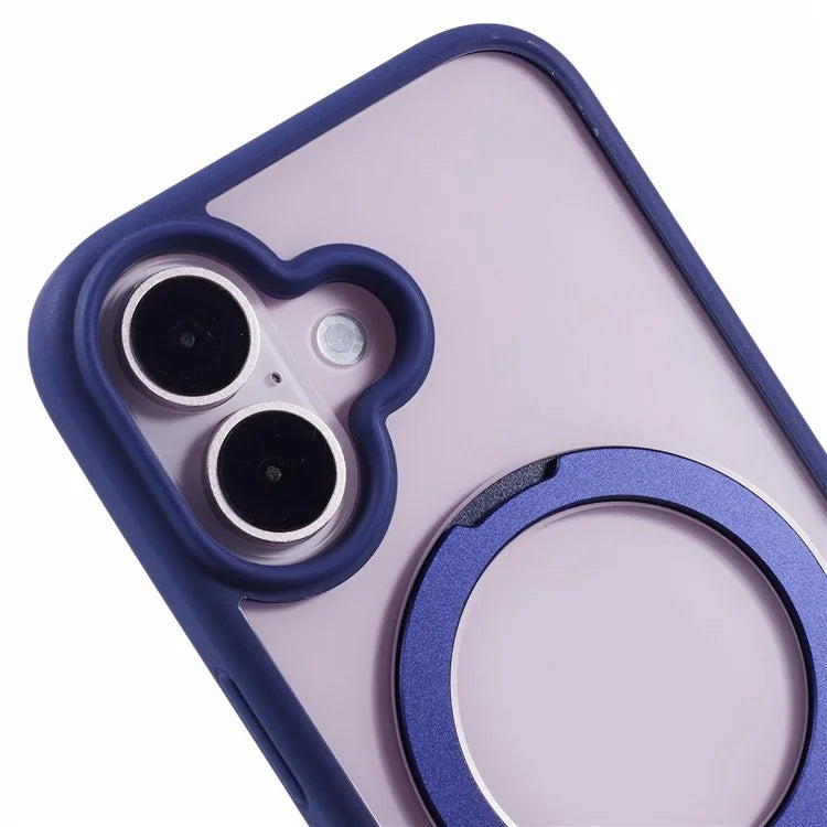 For iPhone 16 Case PC+TPU Ring Kickstand Drop-Proof Phone Back Cover