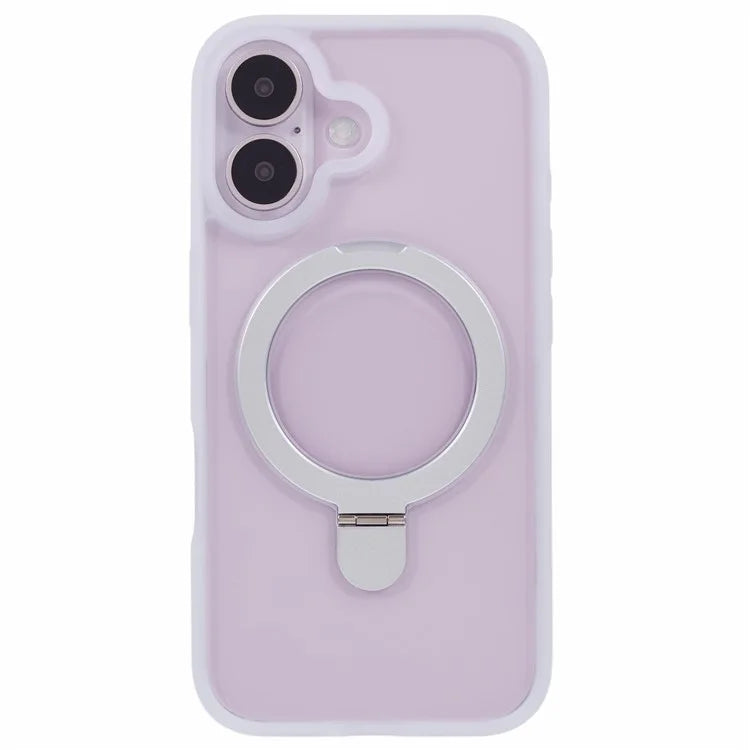 For iPhone 16 Case PC+TPU Ring Kickstand Drop-Proof Phone Back Cover