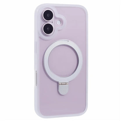 For iPhone 16 Case PC+TPU Ring Kickstand Drop-Proof Phone Back Cover