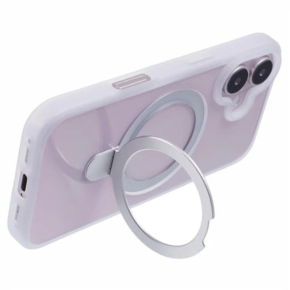 For iPhone 16 Case PC+TPU Ring Kickstand Drop-Proof Phone Back Cover