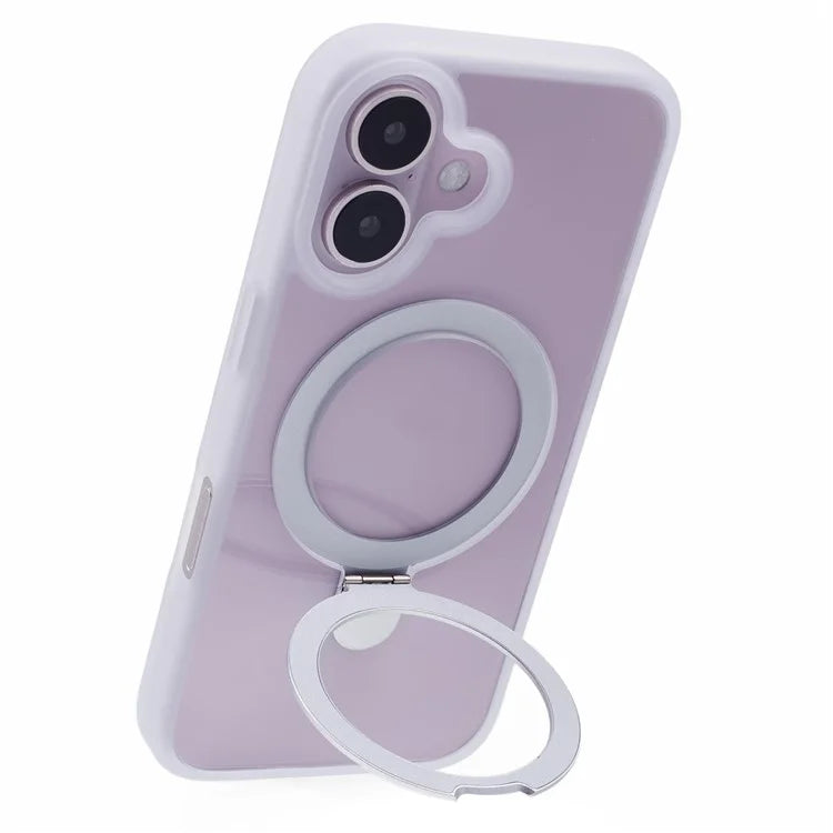 For iPhone 16 Case PC+TPU Ring Kickstand Drop-Proof Phone Back Cover