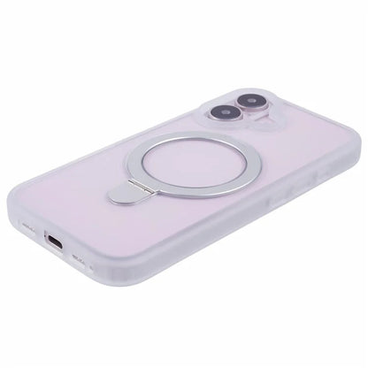 For iPhone 16 Case PC+TPU Ring Kickstand Drop-Proof Phone Back Cover