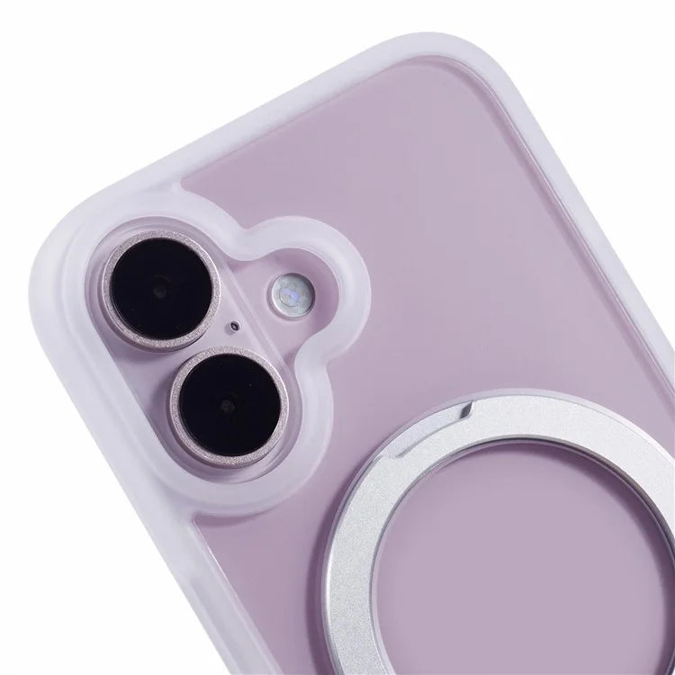 For iPhone 16 Case PC+TPU Ring Kickstand Drop-Proof Phone Back Cover