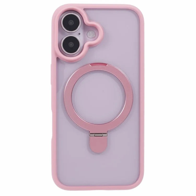 For iPhone 16 Case PC+TPU Ring Kickstand Drop-Proof Phone Back Cover