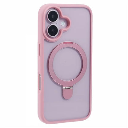 For iPhone 16 Case PC+TPU Ring Kickstand Drop-Proof Phone Back Cover