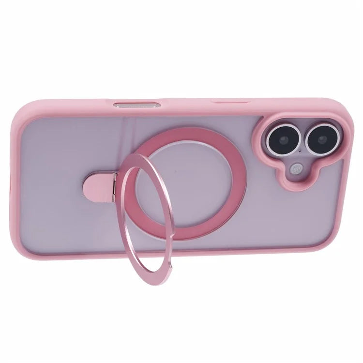 For iPhone 16 Case PC+TPU Ring Kickstand Drop-Proof Phone Back Cover