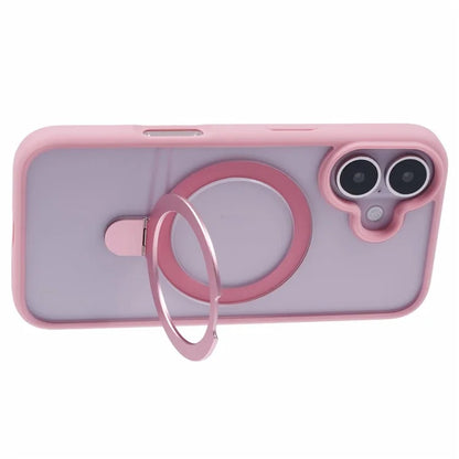 For iPhone 16 Case PC+TPU Ring Kickstand Drop-Proof Phone Back Cover