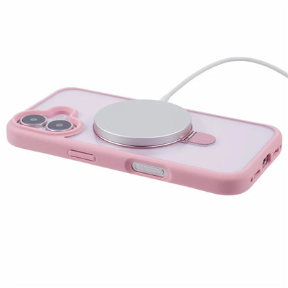 For iPhone 16 Case PC+TPU Ring Kickstand Drop-Proof Phone Back Cover