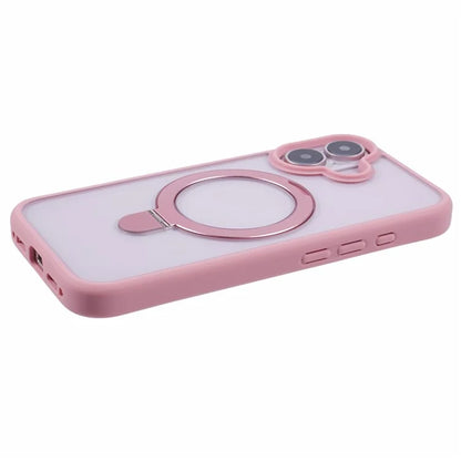 For iPhone 16 Case PC+TPU Ring Kickstand Drop-Proof Phone Back Cover