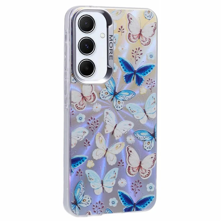 For Samsung Galaxy A35 5G Case Laser TPU+PC Phone Cover Electroplating Butterfly Pattern