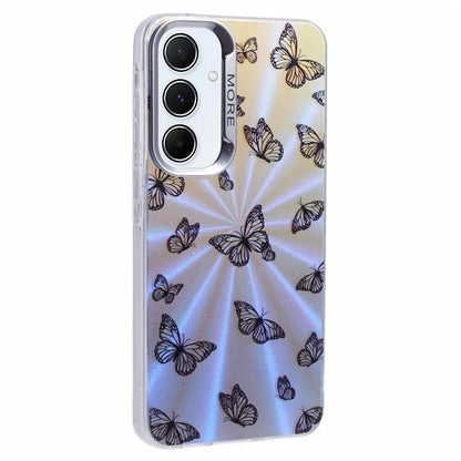 For Samsung Galaxy A35 5G Case Laser TPU+PC Phone Cover Electroplating Butterfly Pattern