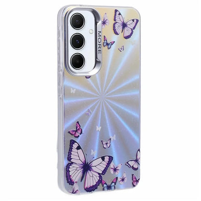 For Samsung Galaxy A35 5G Case Laser TPU+PC Phone Cover Electroplating Butterfly Pattern