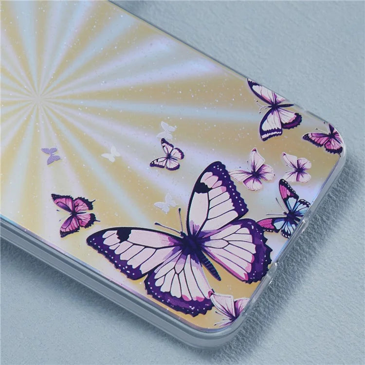 For Samsung Galaxy A35 5G Case Laser TPU+PC Phone Cover Electroplating Butterfly Pattern
