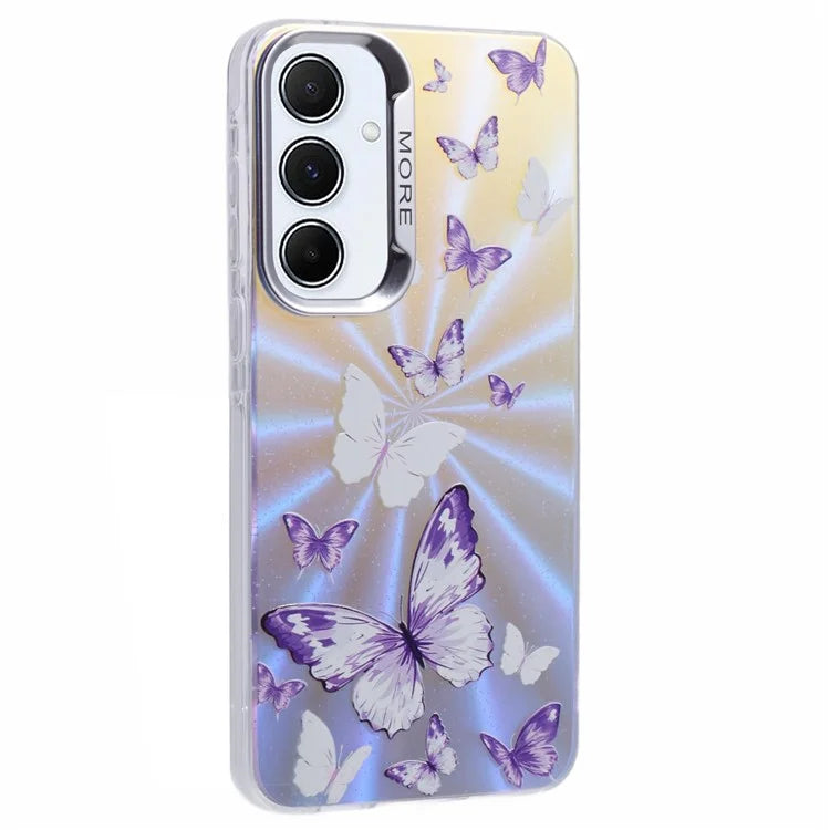 For Samsung Galaxy A35 5G Case Laser TPU+PC Phone Cover Electroplating Butterfly Pattern