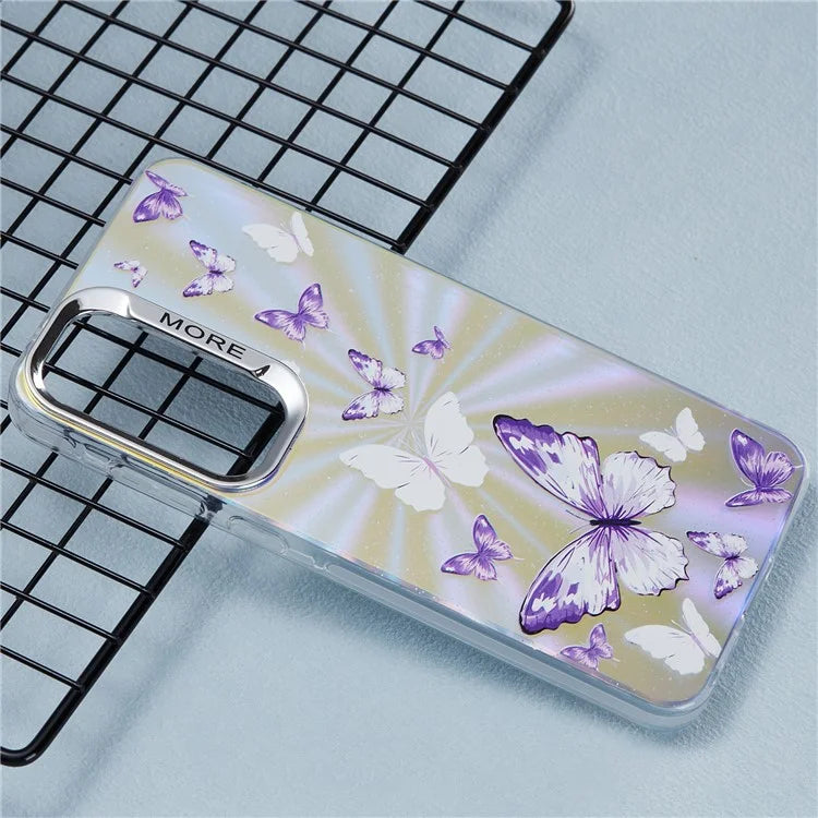 For Samsung Galaxy A35 5G Case Laser TPU+PC Phone Cover Electroplating Butterfly Pattern