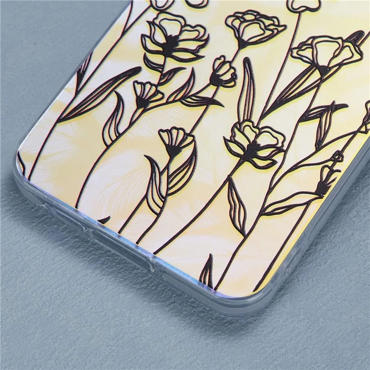 For Samsung Galaxy A55 5G Case PC+TPU Protective Phone Cover Laser Flower Pattern