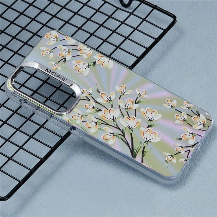 For Samsung Galaxy A55 5G Case PC+TPU Protective Phone Cover Laser Flower Pattern